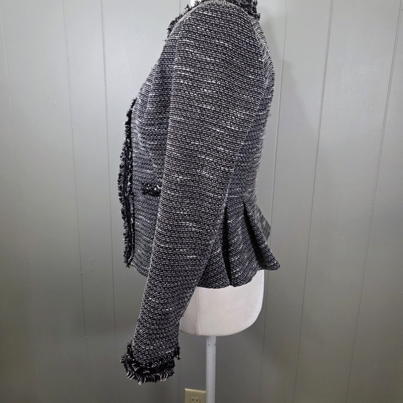 Pinky & Dianne Black Tweed Open Front Jacket Size 38 - Picture 5 of 10